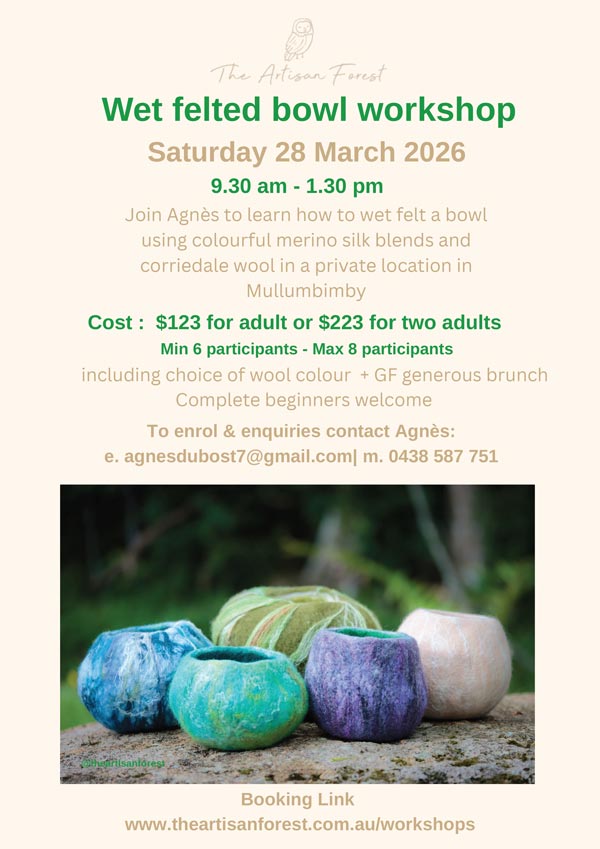 Wet felted bowl workshop